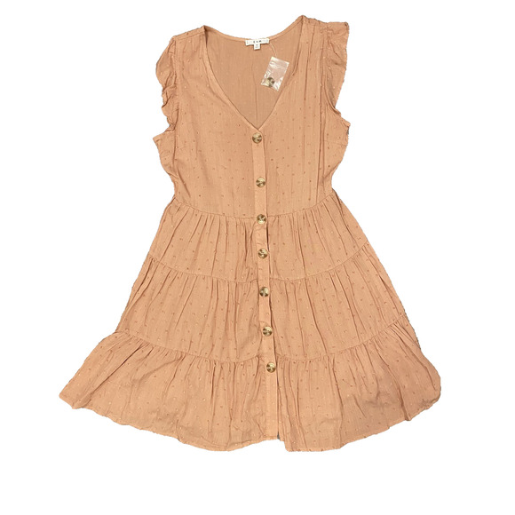E&M Womens Dress Size Medium NWOT Swiss Dot Ruffle Tank Top Flowy Bohemian Mini - Picture 1 of 11